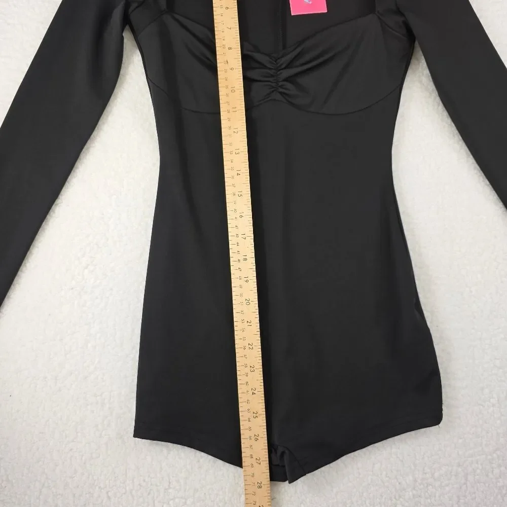 Edikted Sugar Long Sleeve Romper Black Size Small New - Picture 14 of 16